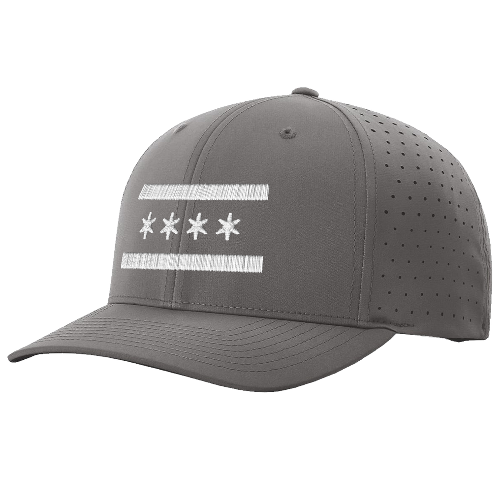 Grey Chicago White Flag Performance Hat, embroidered