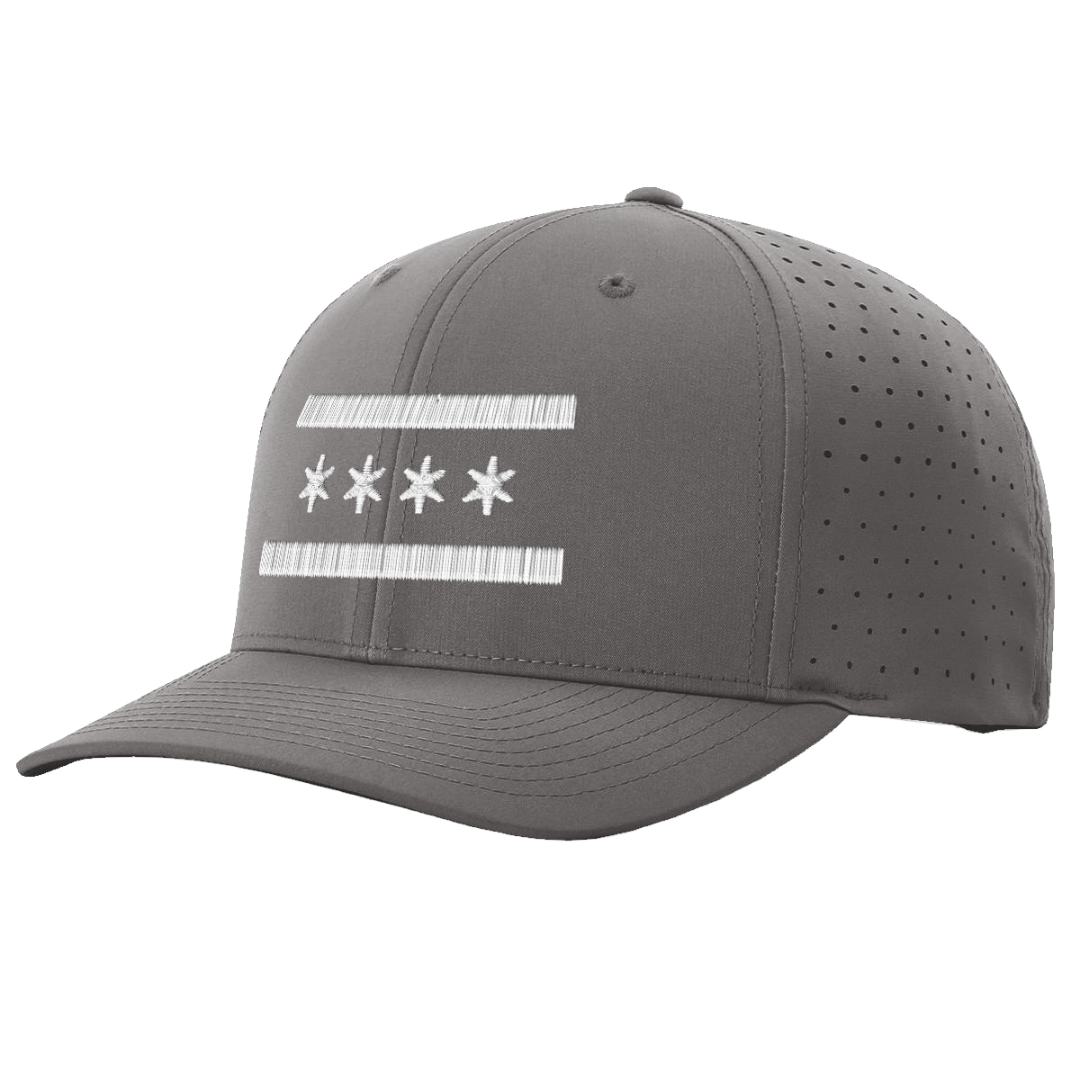 Grey Chicago White Flag Performance Hat, embroidered