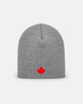 Canada Maple Leaf beanie in grey with red leaf, front view
