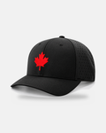 Canada maple leaf laser performance 632 hat in black, red embroidered maple leaf