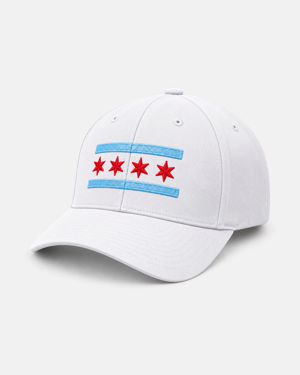 Chicago Flag fitted hat in white, front view