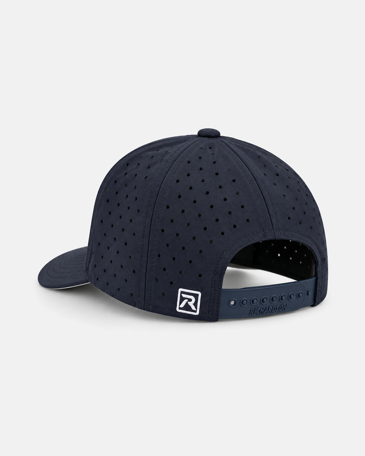 Navy laser-perforated back panels and snapback of the 632 hat