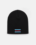 Chicago Flag beanie in black, front view
