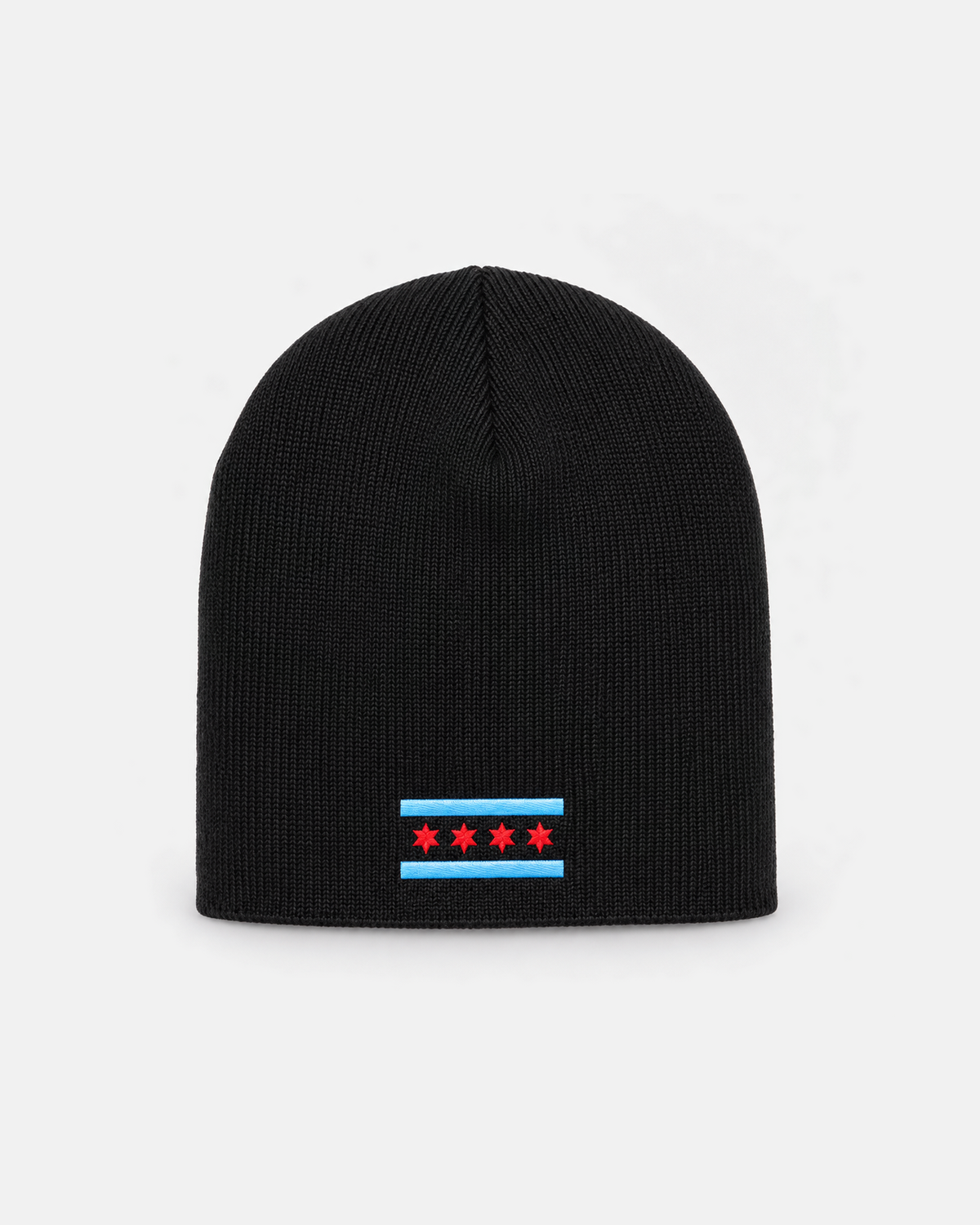 Chicago Flag beanie in black, front view