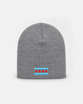 Chicago Flag beanie in heather grey, front view