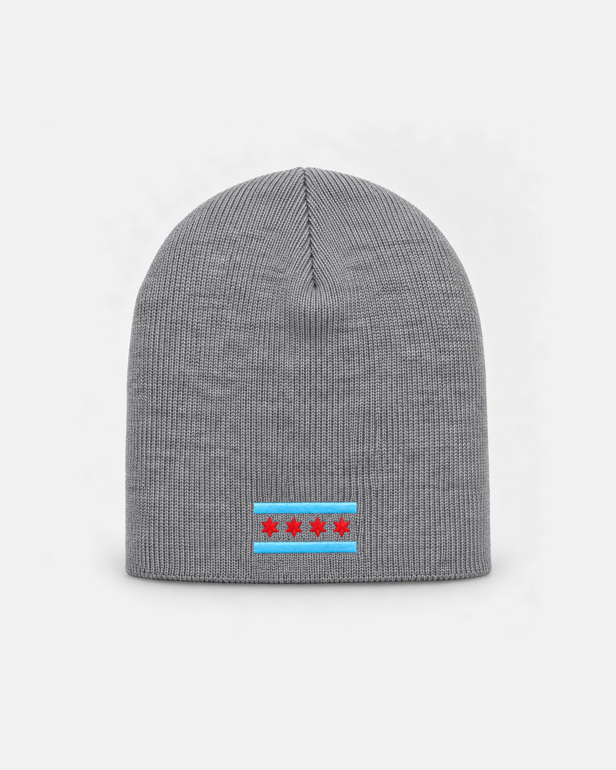 Chicago Flag beanie in heather grey, front view