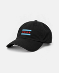 Chicago Flag dad hat in black, front view