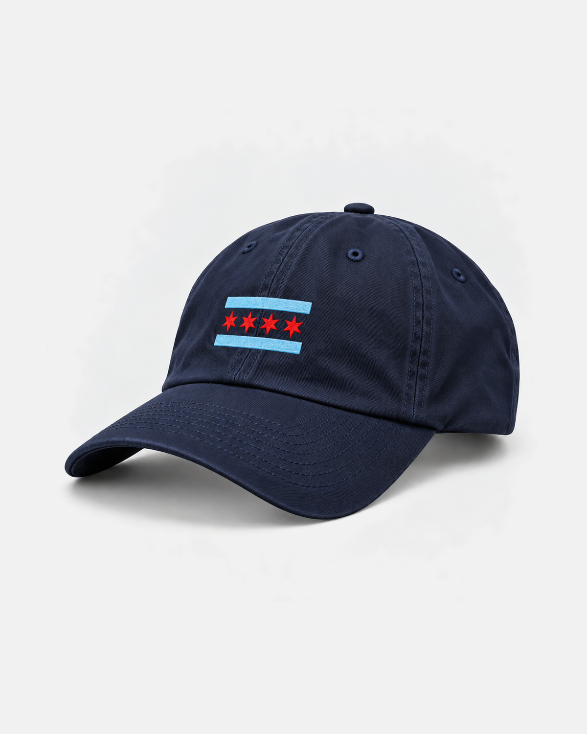 Chicago Flag dad hat in navy, front view