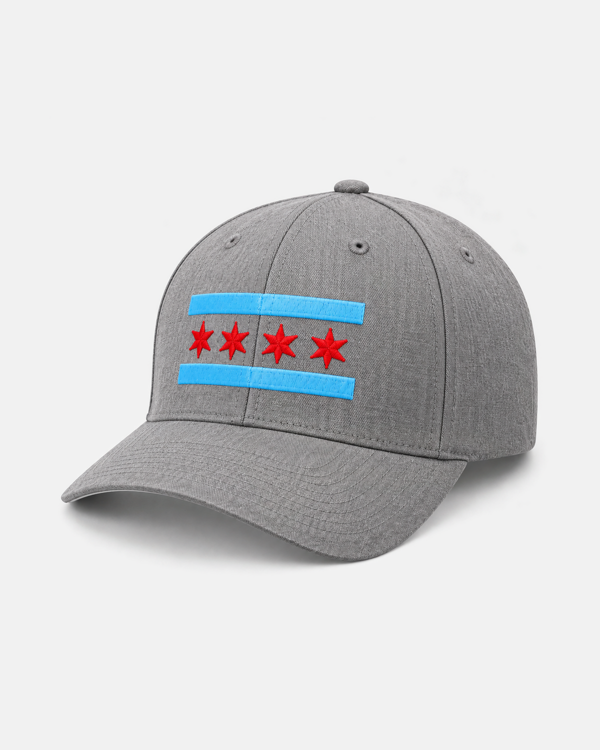 Chicago Flag fitted hat in heather grey, front view