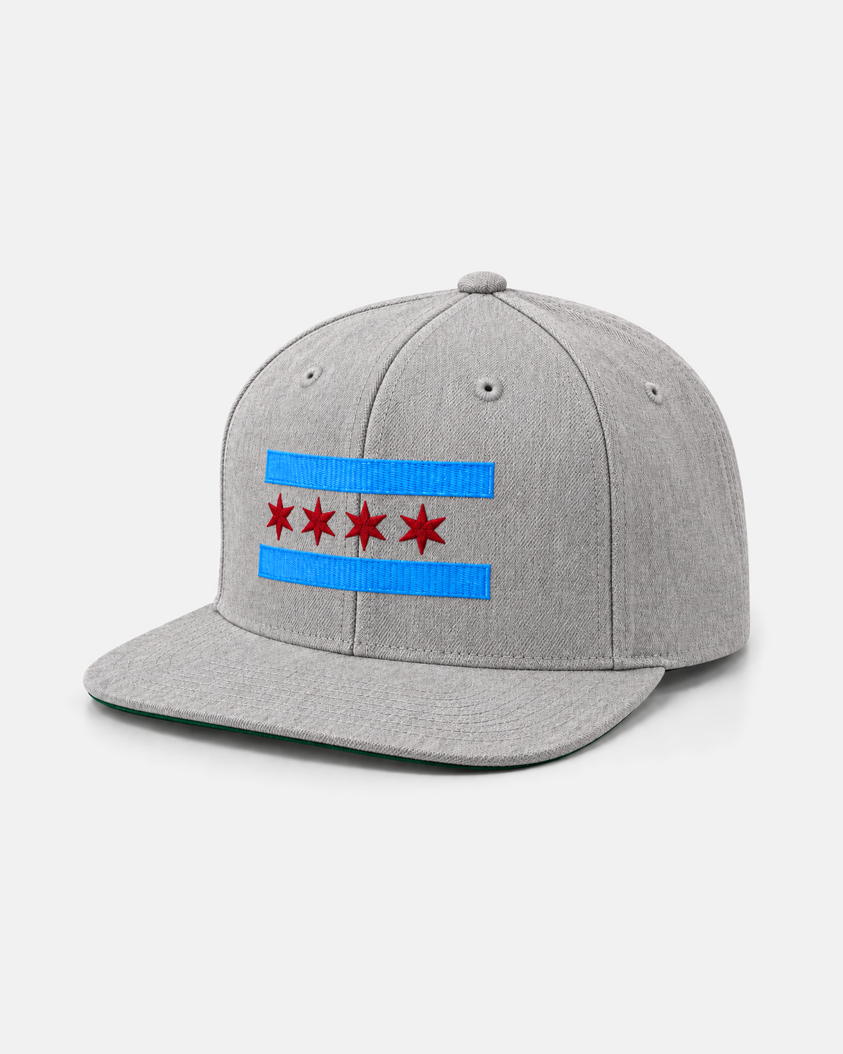 Chicago Flag snapback hat in heather grey, front view