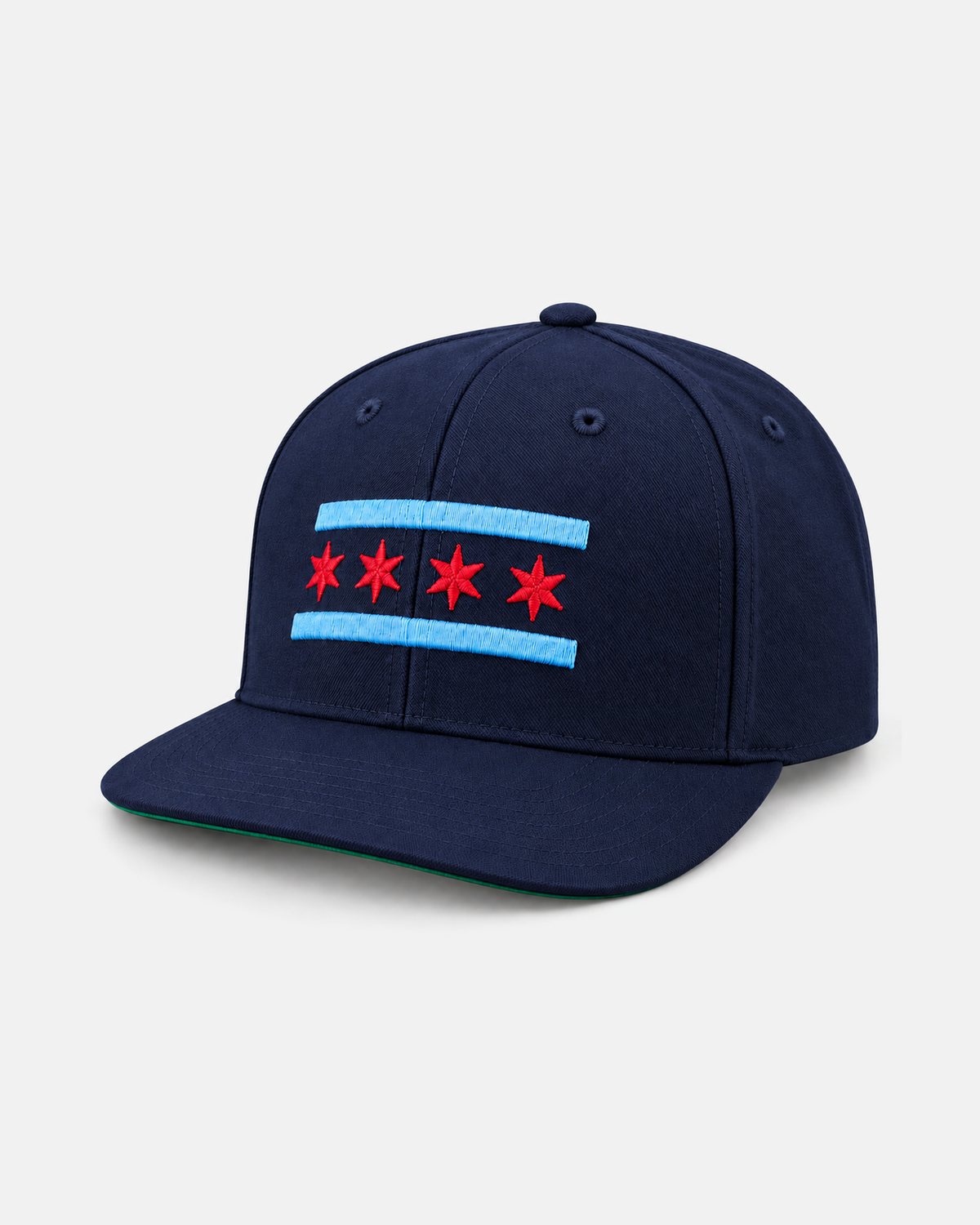 Chicago Flag snapback hat in navy, front view