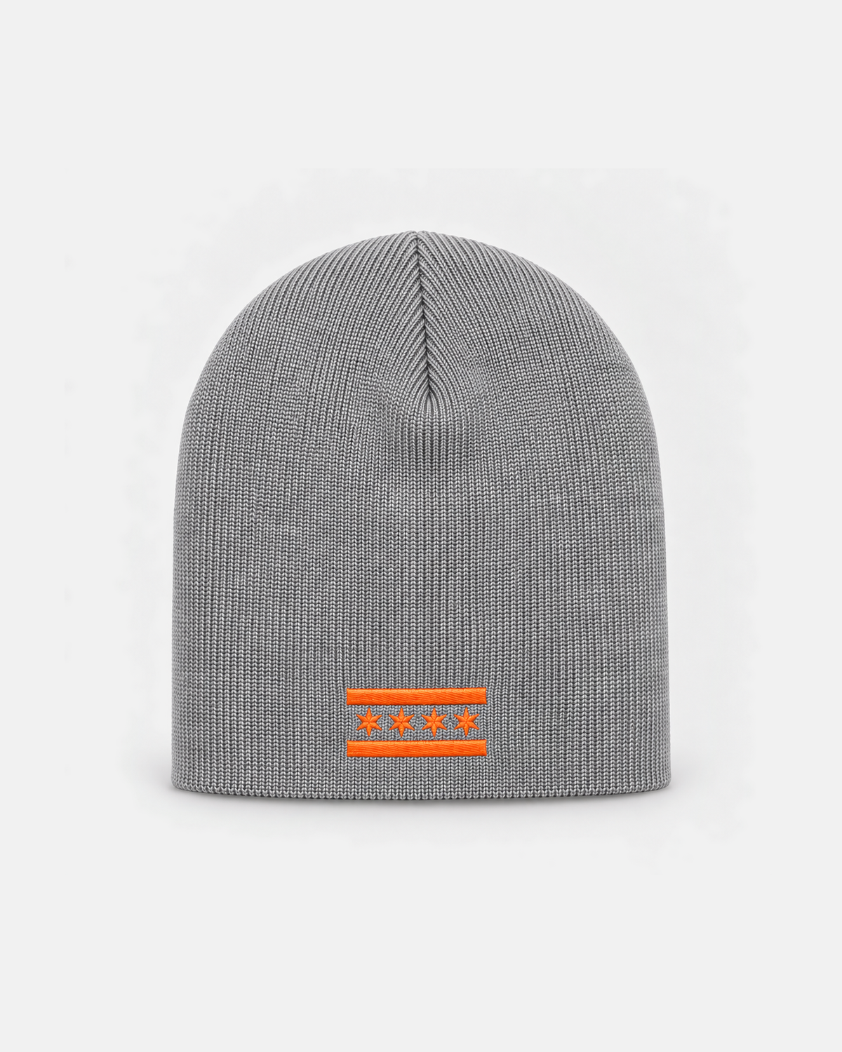 Chicago Orange Flag beanie in heather grey, front view
