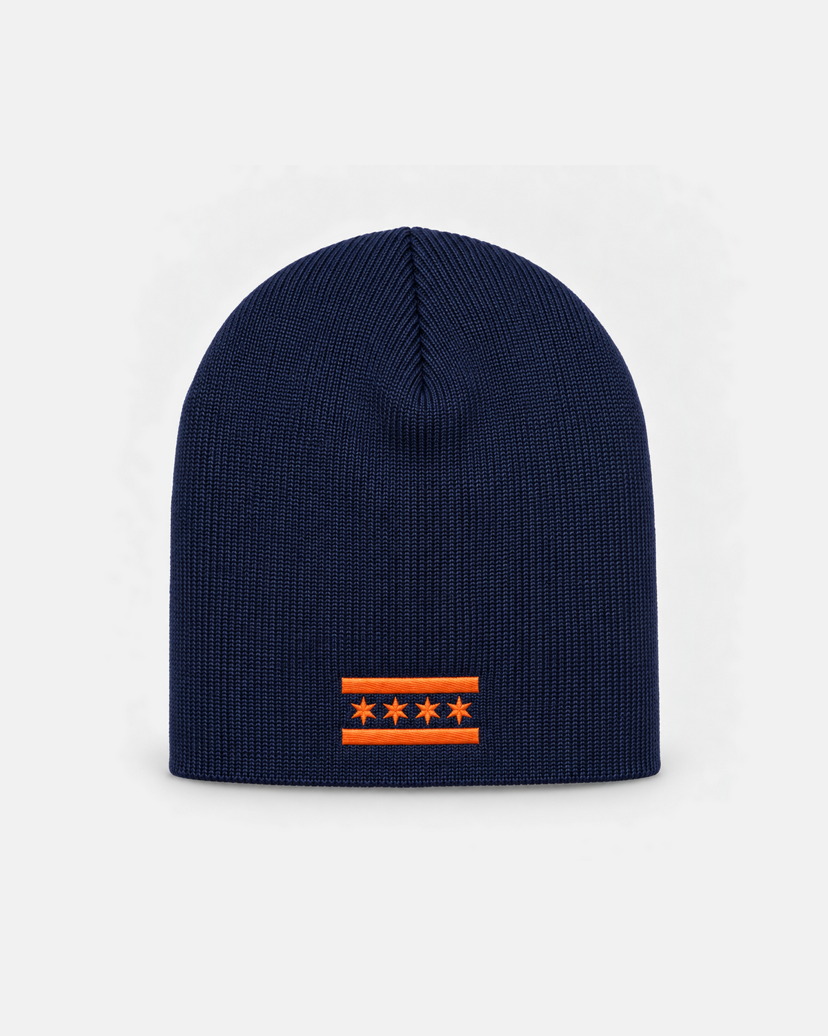 Chicago Orange Flag beanie in navy, front view