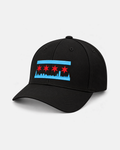 Chicago Skyline Flag fitted hat in black, front view