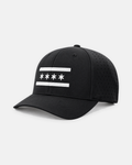 Chicago white flag laser performance 632 hat in black, white embroidered stripes and stars