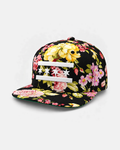Chicago Flag floral snapback hat with white embroidered flag, front view