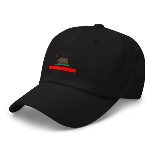 California Republic Flag dad hat in black, angled view