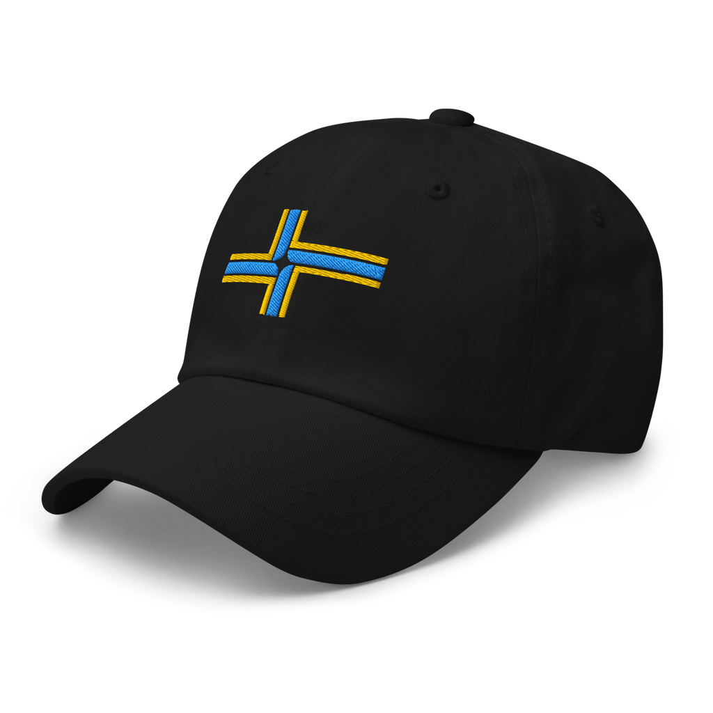 Portland Oregon Flag dad hat in black, angled view