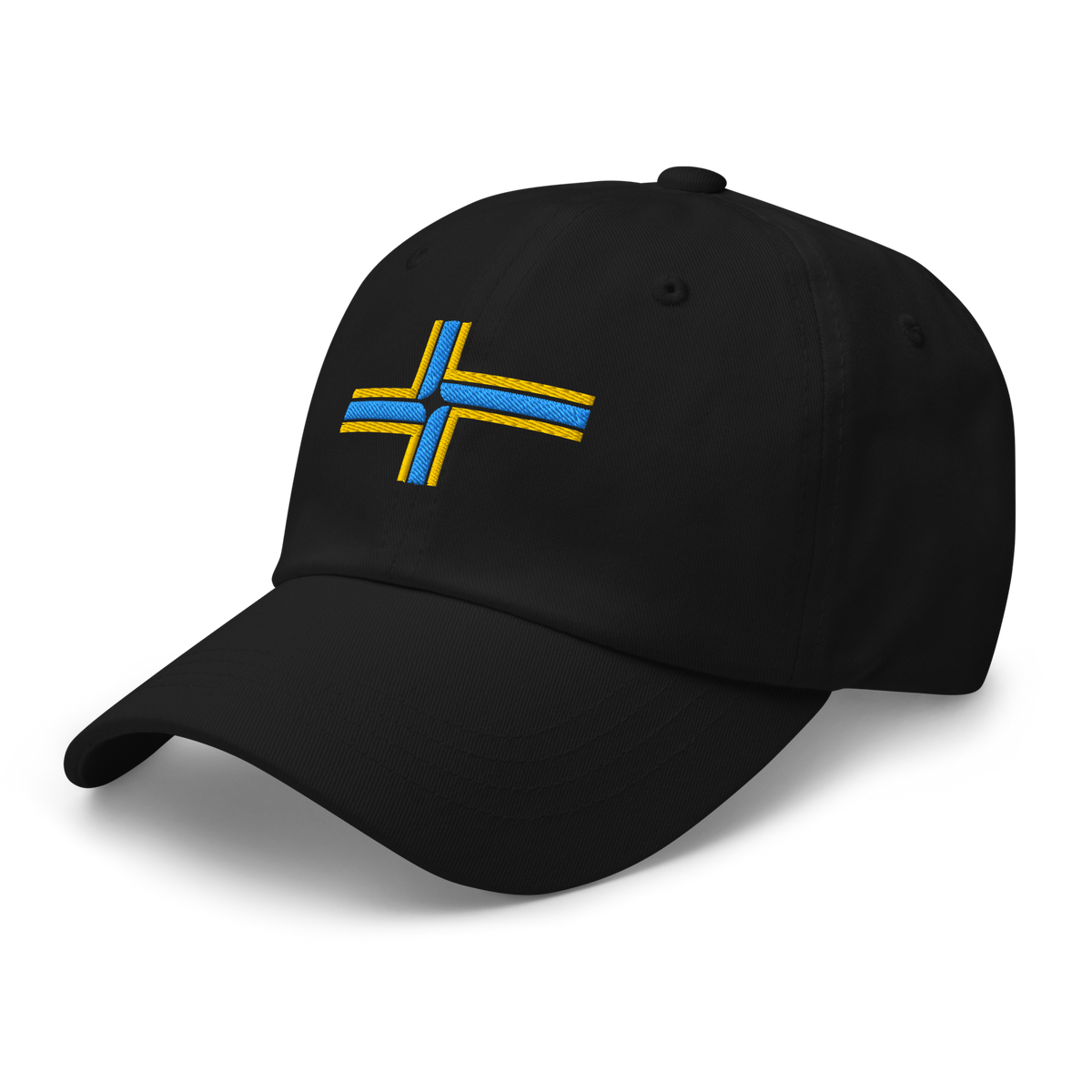 Portland Oregon Flag dad hat in black, angled view