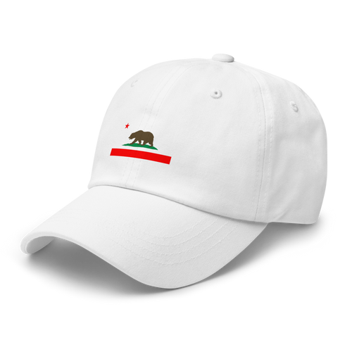California Republic Flag dad hat in white, angled view