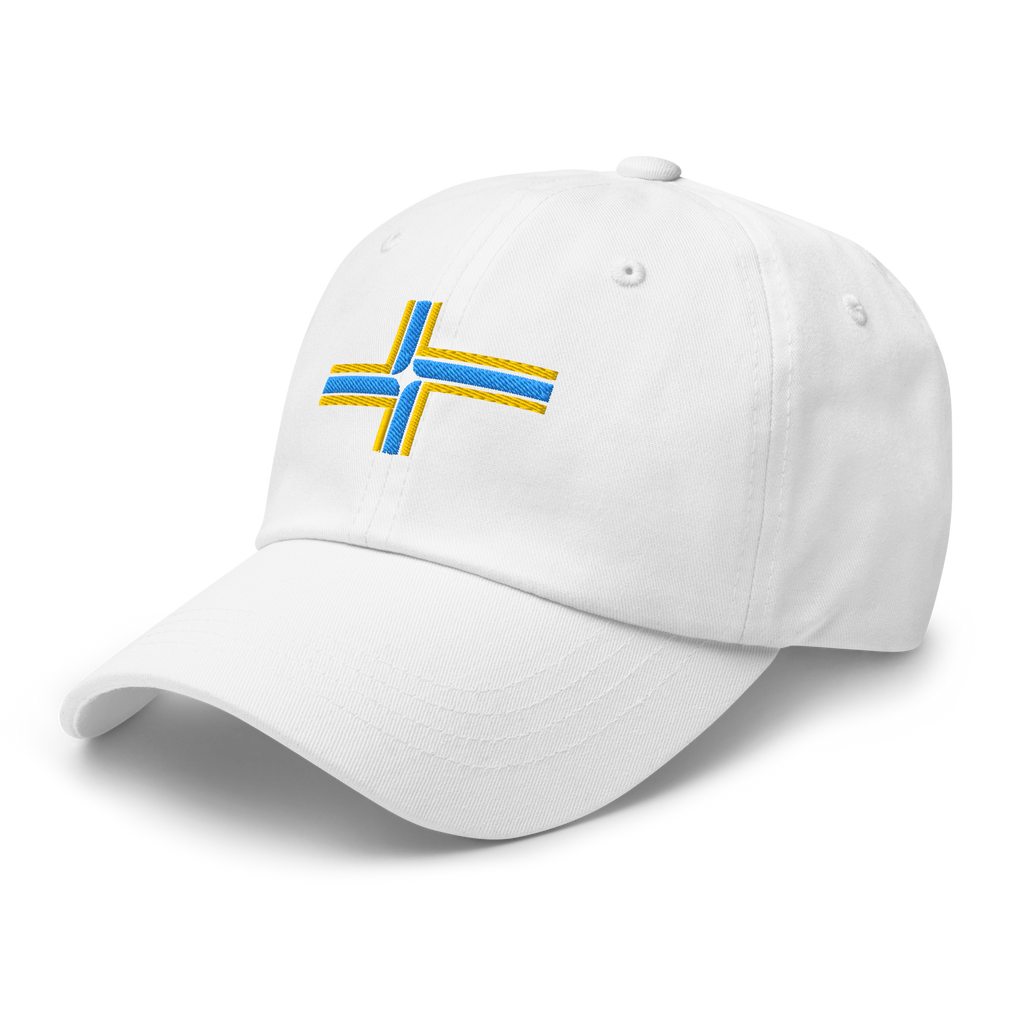 Portland Oregon Flag dad hat in white, angled view
