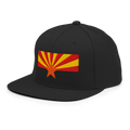 Arizona Flag snapback hat in black, back view