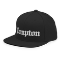 Compton California snapback hat in black, back view