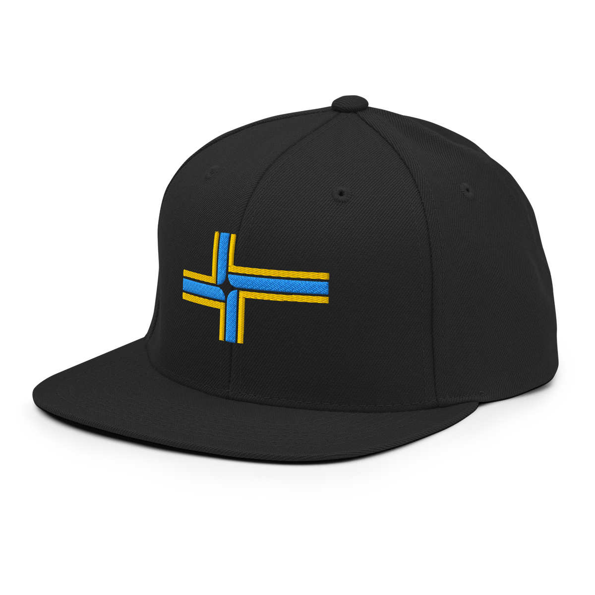 Portland Oregon Flag snapback hat in black, back view
