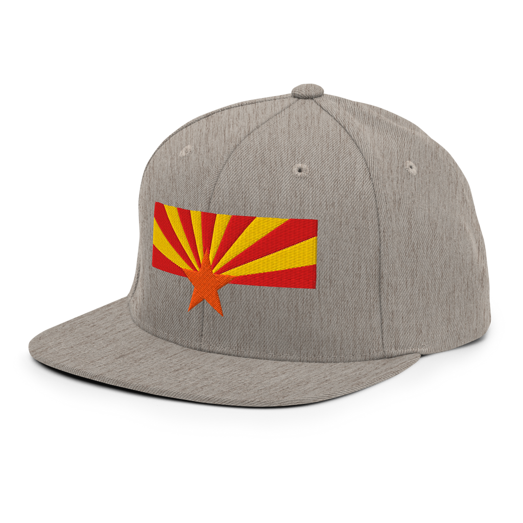 Arizona Flag snapback hat in heather grey, back view