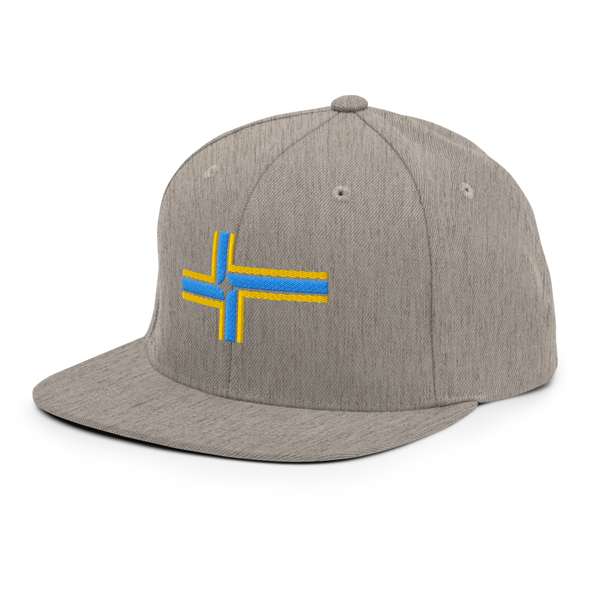 Portland Oregon Flag snapback hat in heather grey, back view