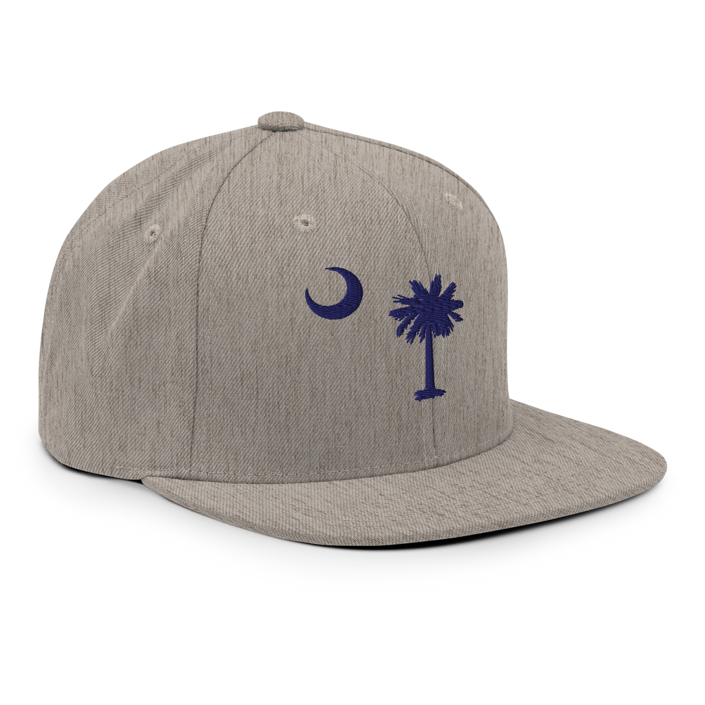 South Carolina Flag snapback hat in heather grey, back view