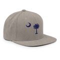 South Carolina Flag snapback hat in heather grey, back view