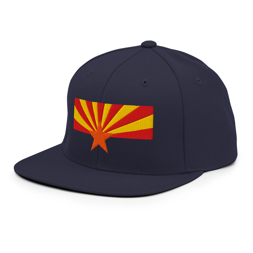 Arizona Flag snapback hat in navy, back view