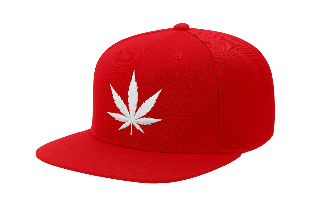 Cleaned Red Marijuana Leaf Hat