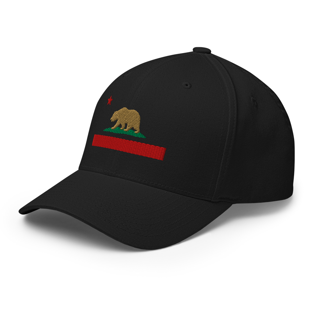 California Republic Flag fitted hat in black, back view