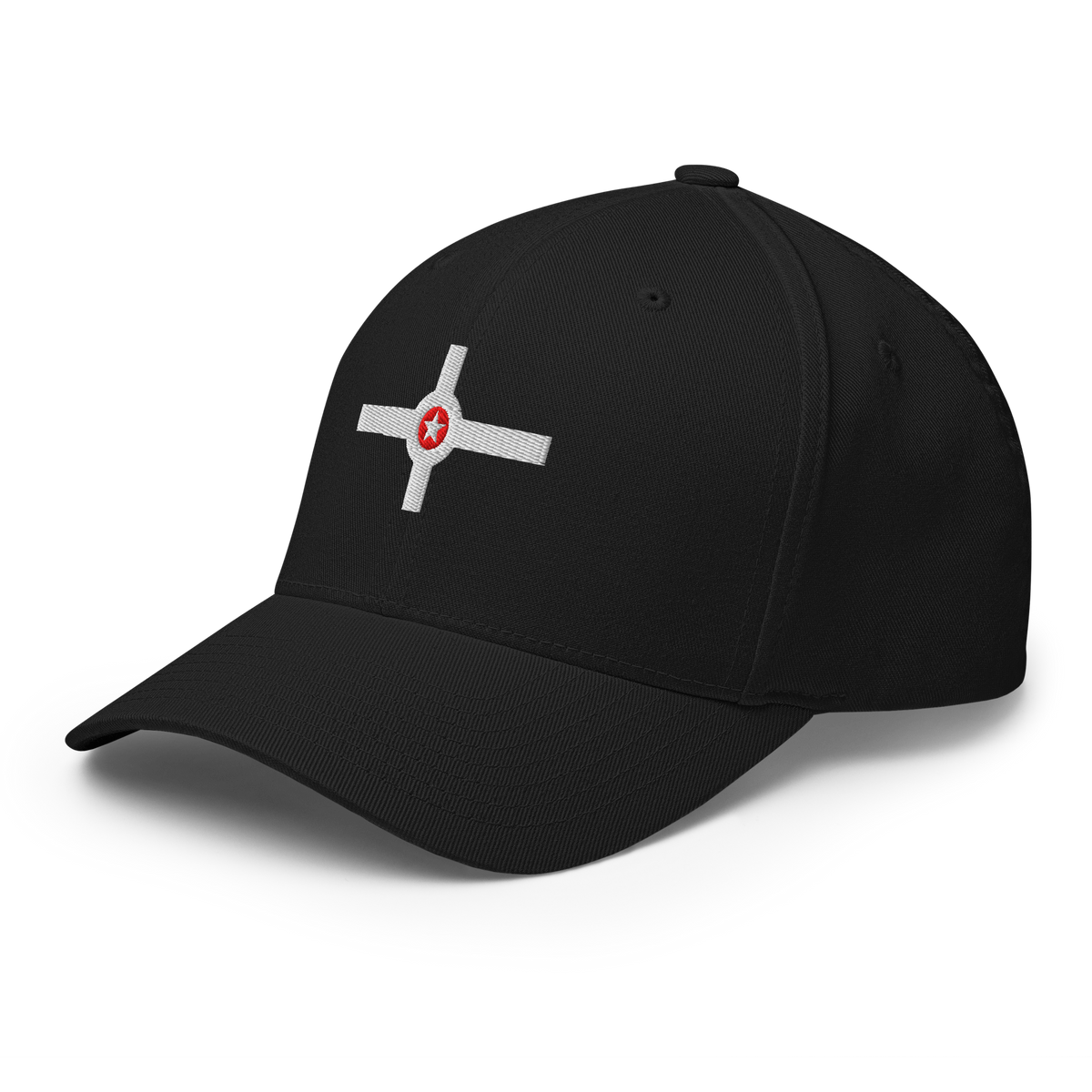 Indianapolis Flag fitted hat in black, back view