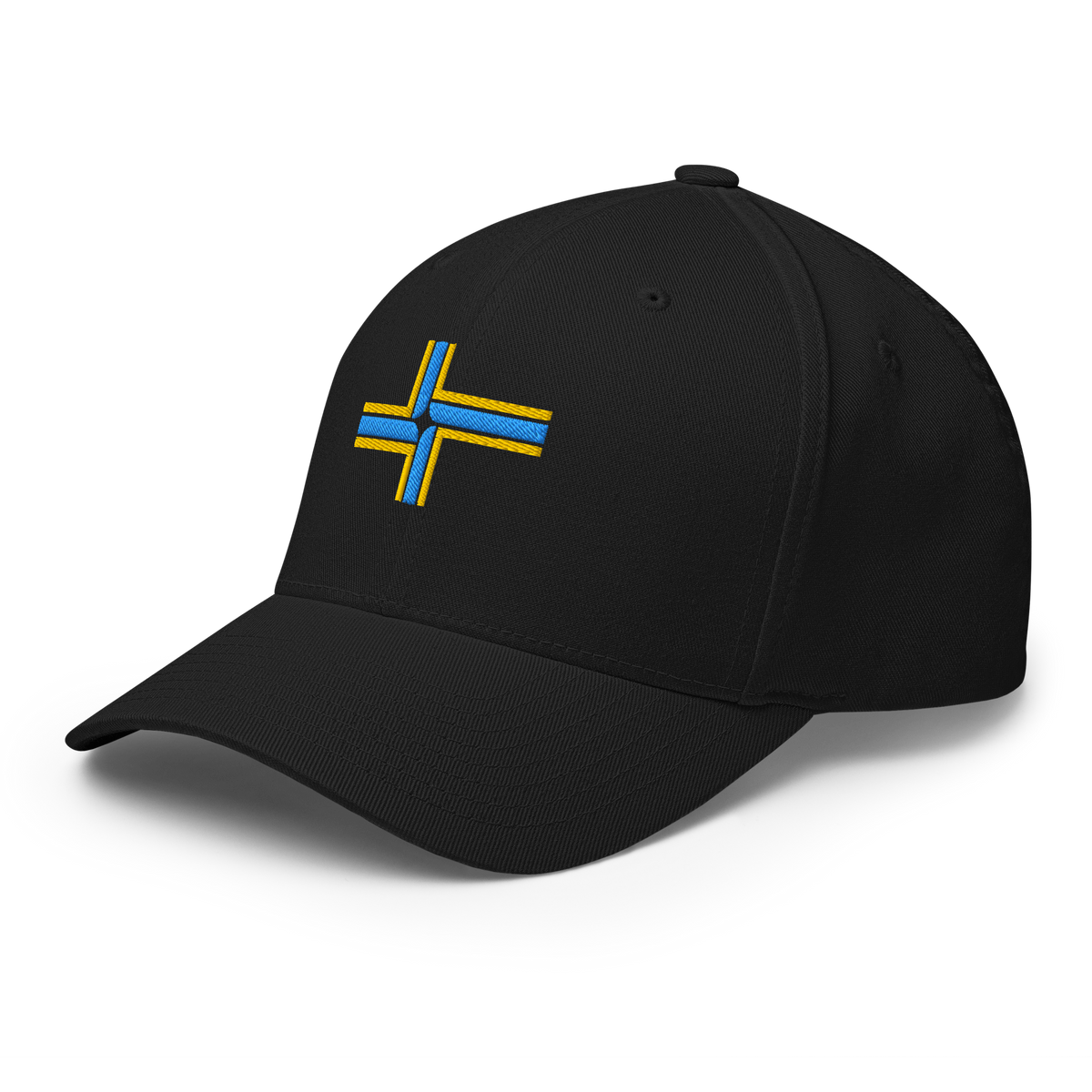 Portland Oregon Flag fitted hat in black, back view