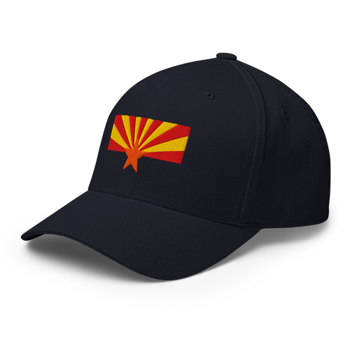 Arizona Flag fitted hat in navy, back view