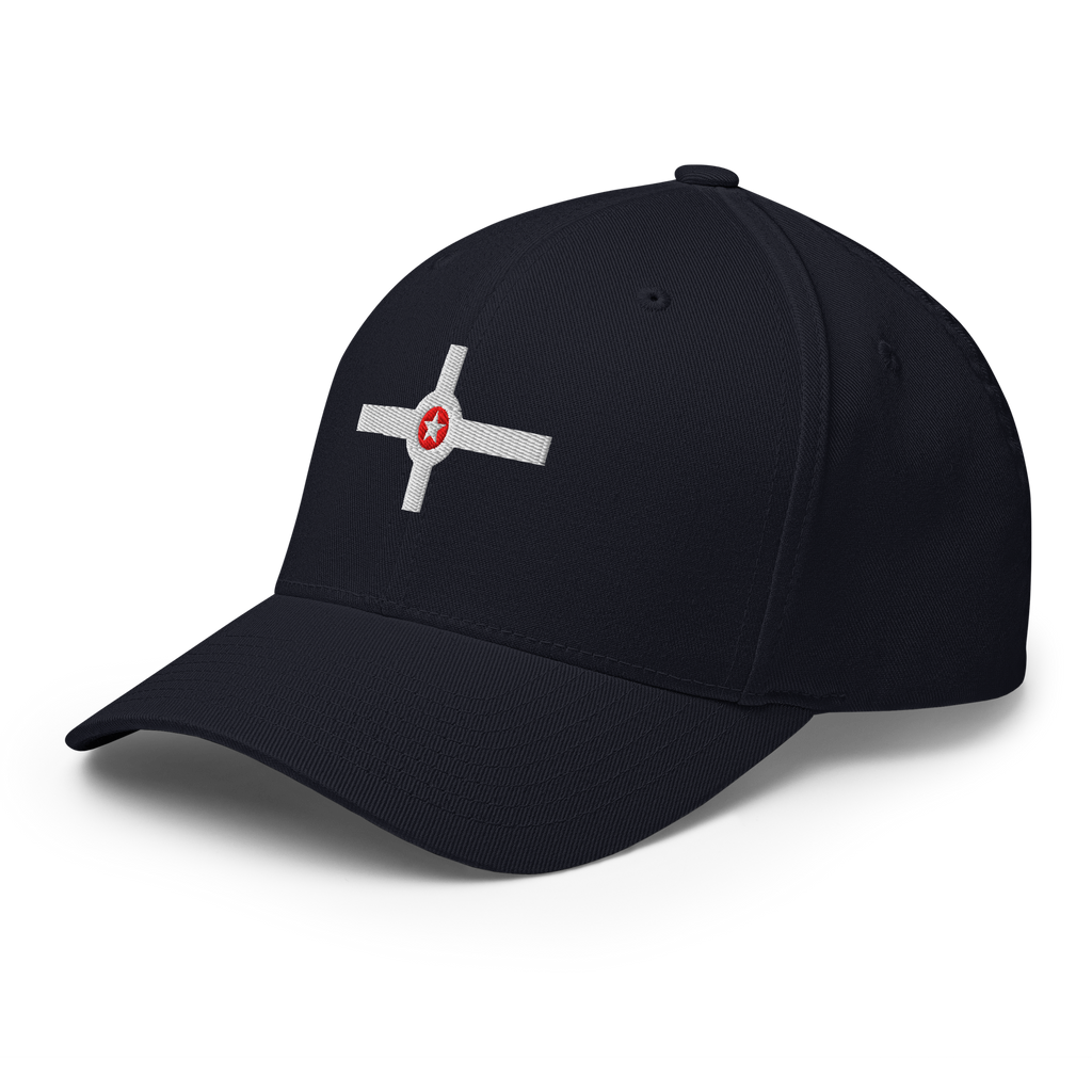 Indianapolis Flag fitted hat in navy, back view