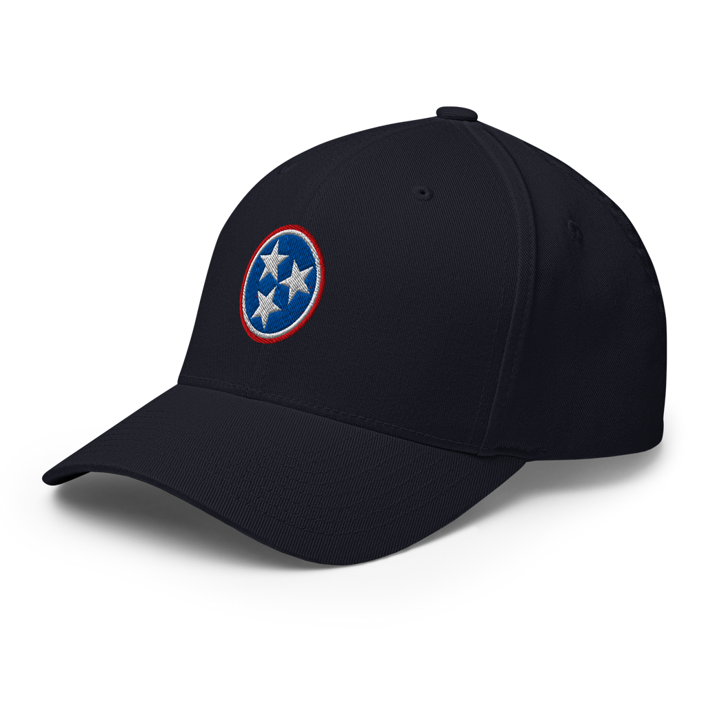 Nashville Tennessee Flag fitted hat in navy, back view