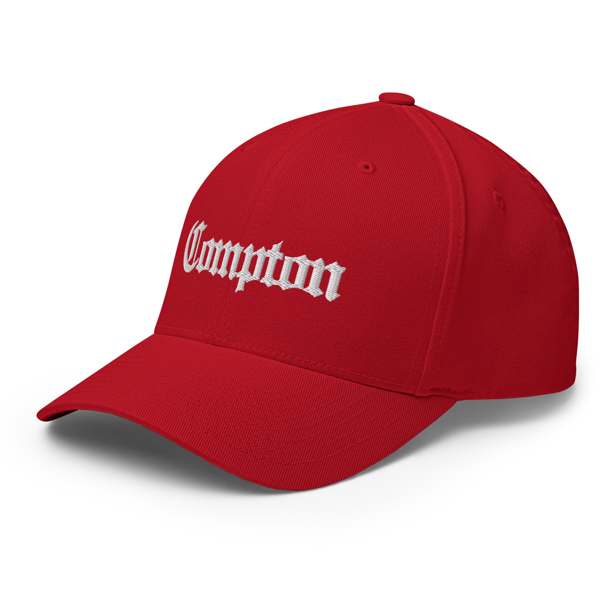 Compton California fitted hat in red, back view