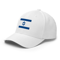 Israel Flag fitted hat in white, back view