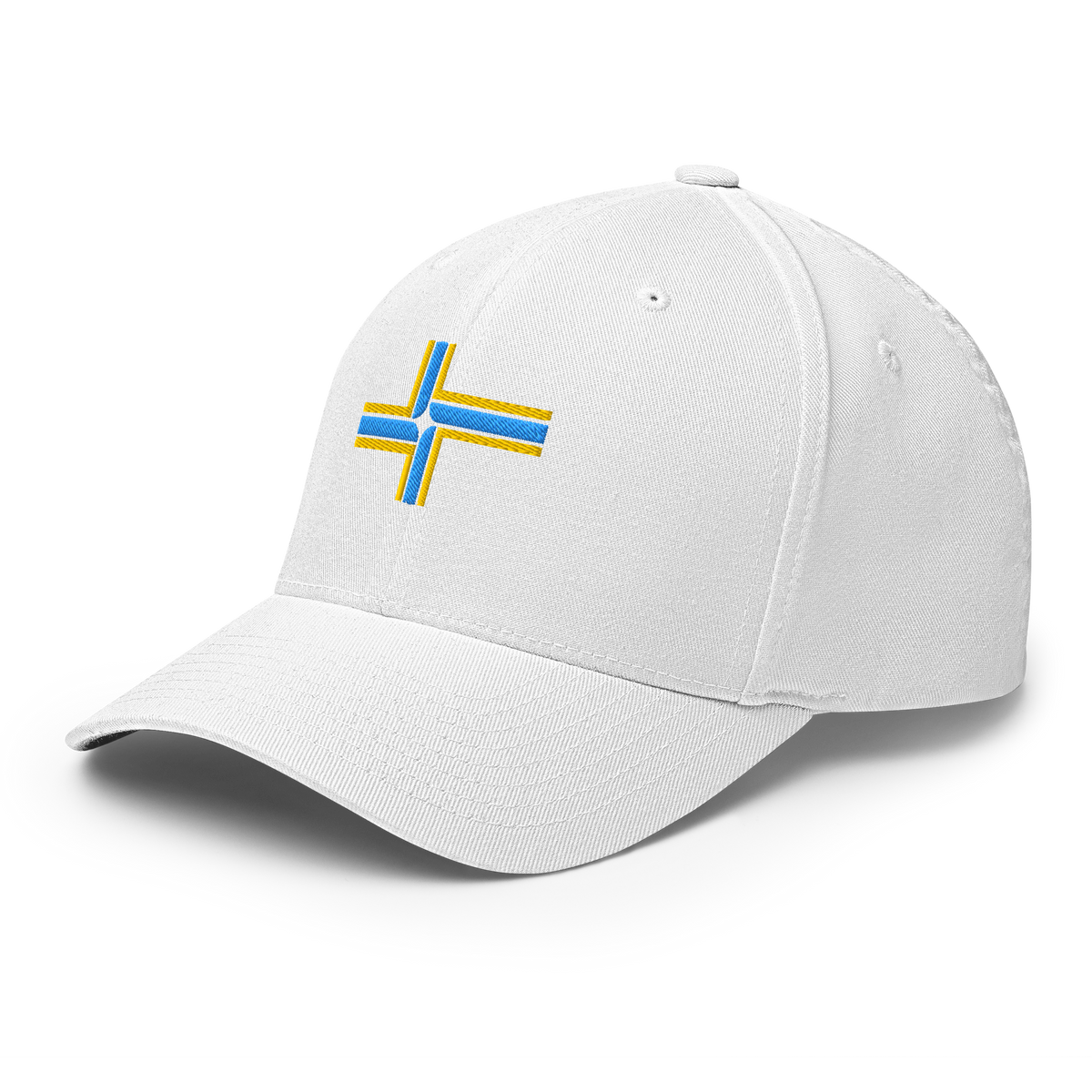 Portland Oregon Flag fitted hat in white, back view