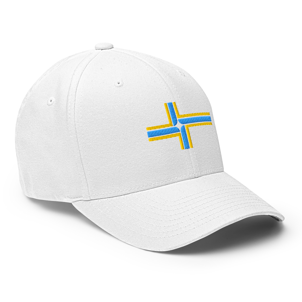 Portland Oregon Flag fitted hat in white, back view