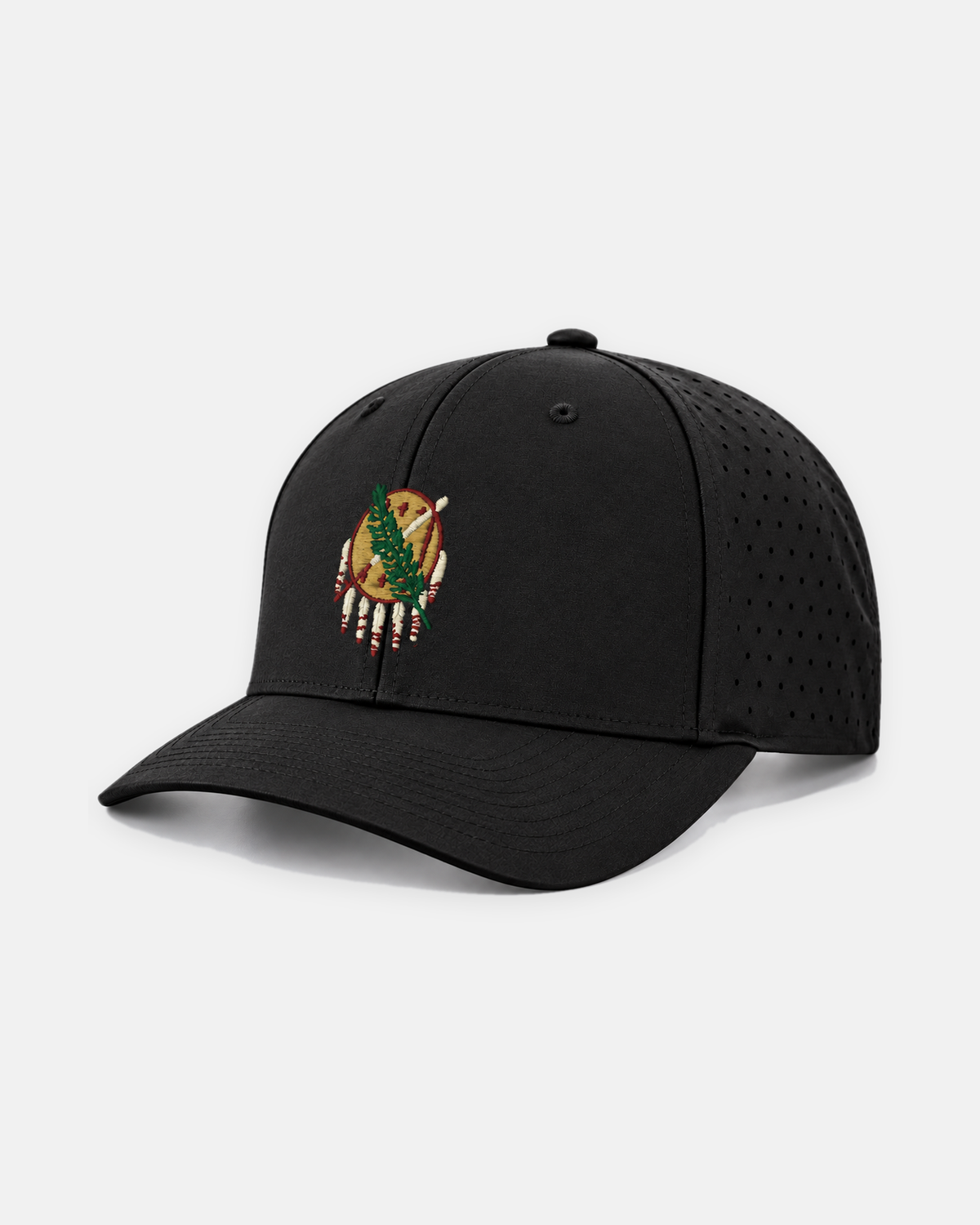 Oklahoma state flag laser perforated 632 hat in black