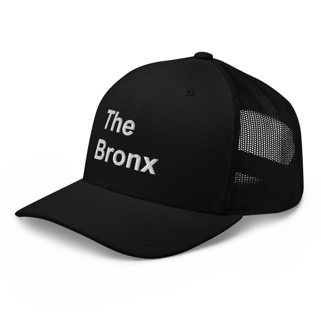 The Bronx New York trucker hat in black, angled view
