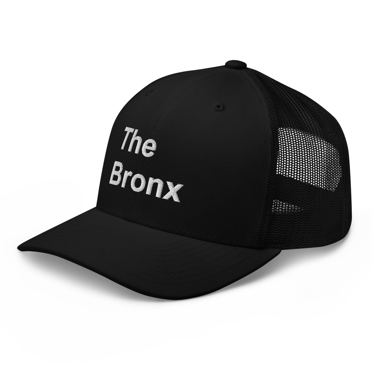 The Bronx New York trucker hat in black, angled view