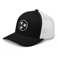 Nashville Tennessee White Flag trucker hat in black, angled view