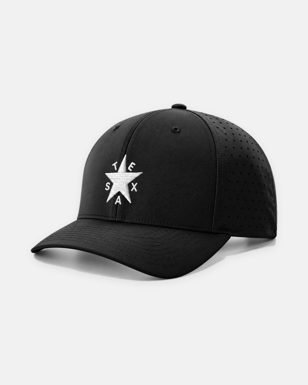 Texas Zavala star laser performance 632 hat in black, white embroidered star with TEXAS