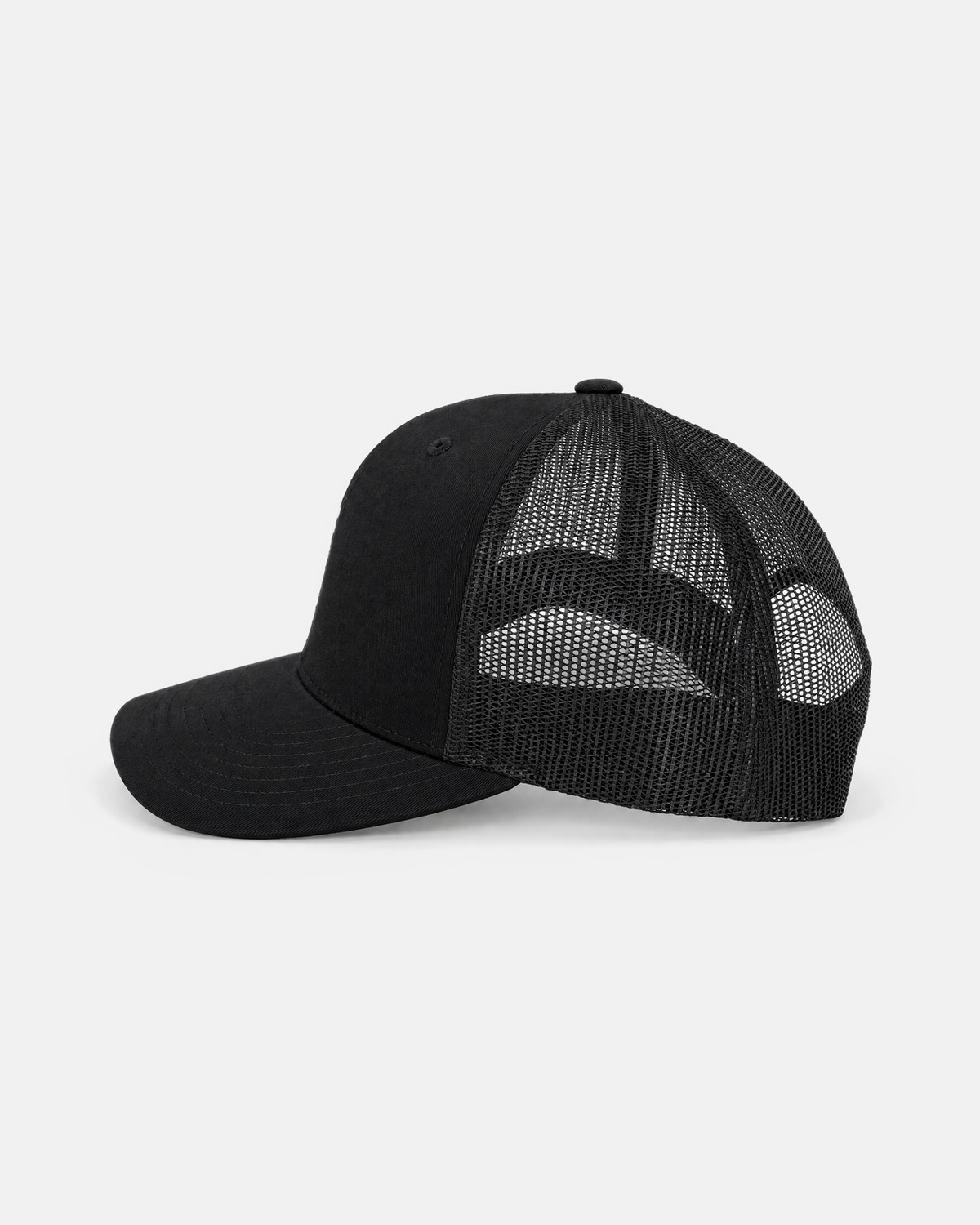 Texas Zavala Star trucker hat, all black, side view
